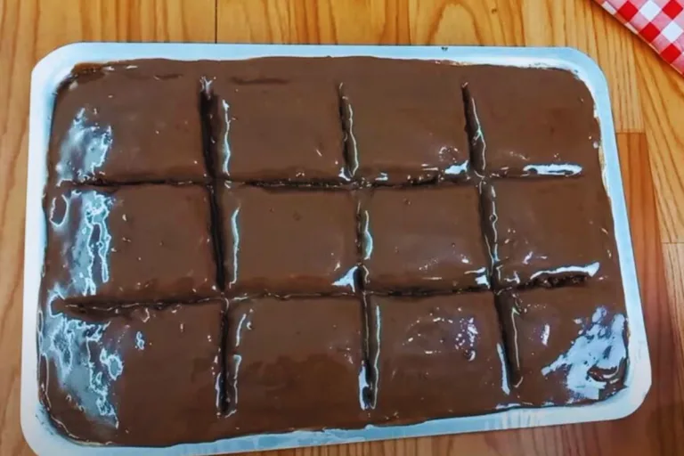 bolo nega maluca na assadeira com cobertura de chocolate.