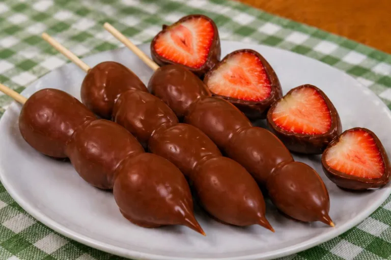 Imagem da Receita de Espetinho de Morango com Chocolate.