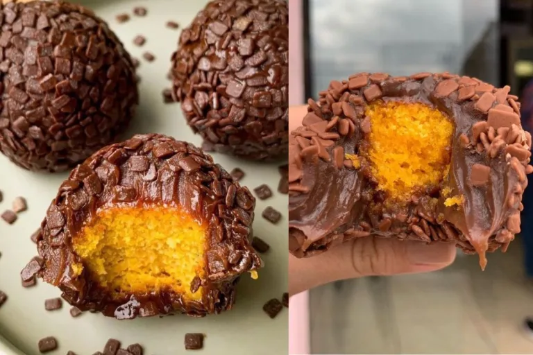 brigadeiro recheado com bolo de cenoura