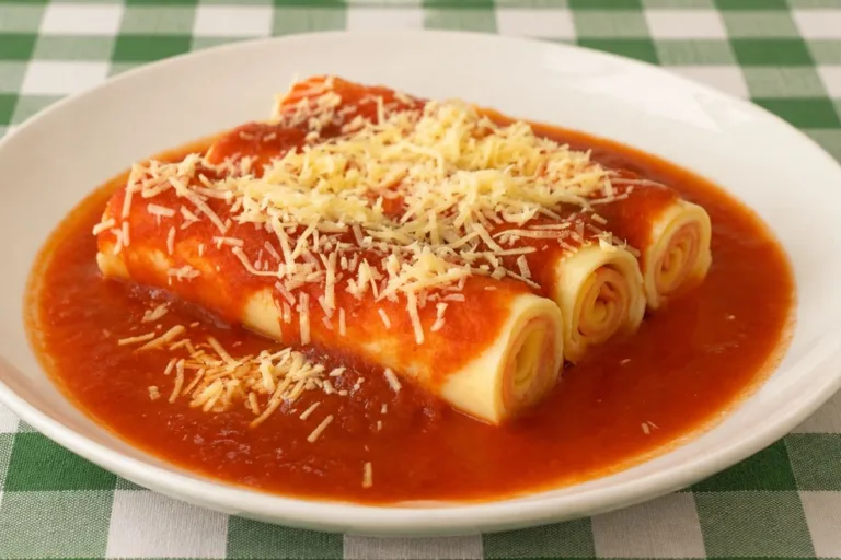 Imagem da Receita de Canelone de Presunto e Queijo com Massa de Lasanha.