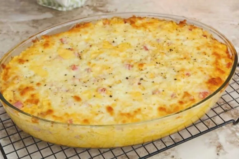 Receita de Arroz de Forno com Presunto e Queijo.