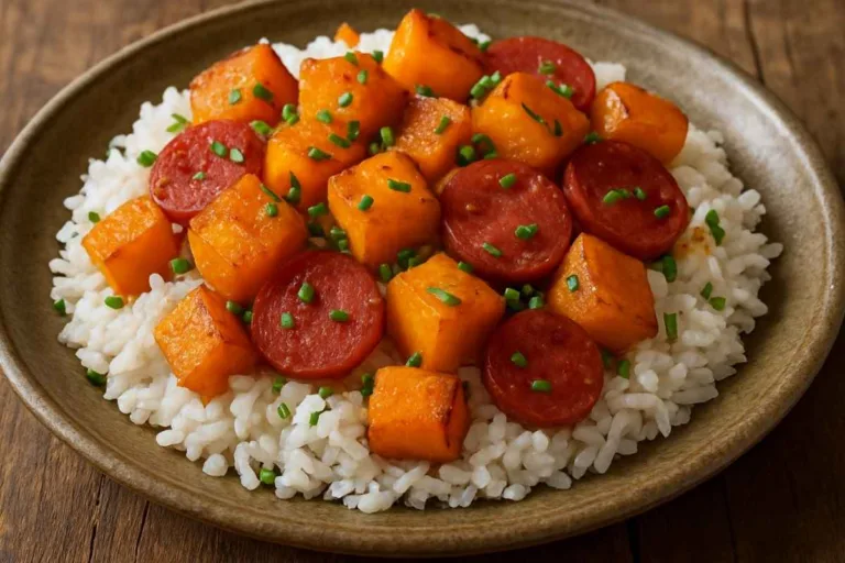 Imagem da Receita de Arroz com Abóbora e Linguiça.