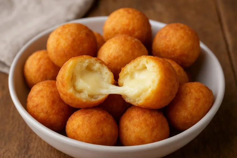 Imagem da Receita de Bolinho de Chuva Salgado Recheado com Muçarela.