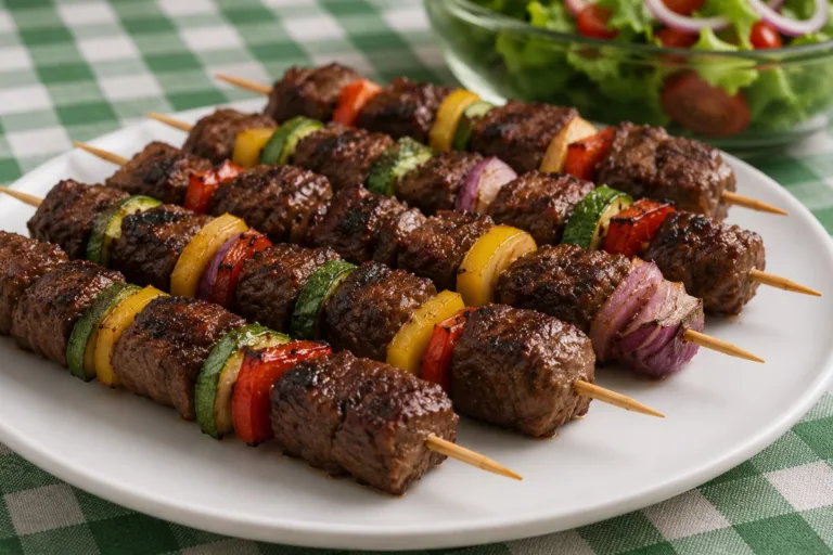 Imagem da Receita de Espetinho de Carne com Legumes.