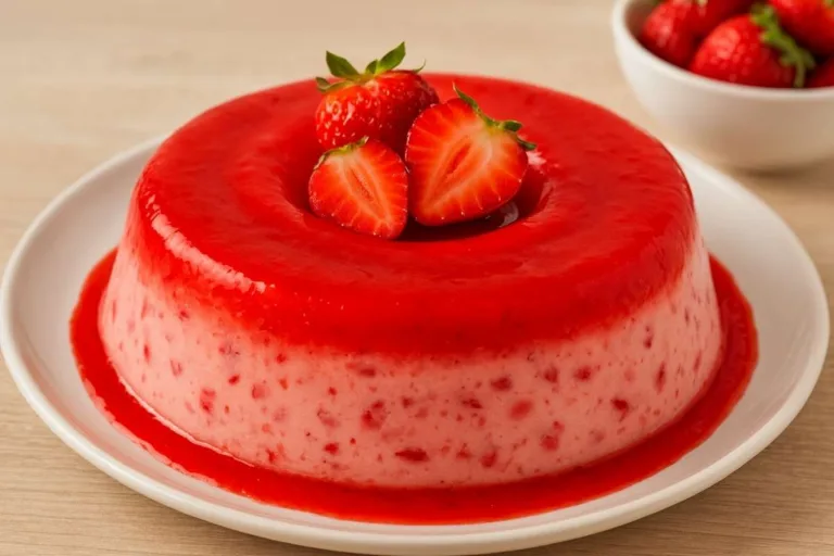 Imagem da Receita de Pudim de Morango no Amor Sem Forno.