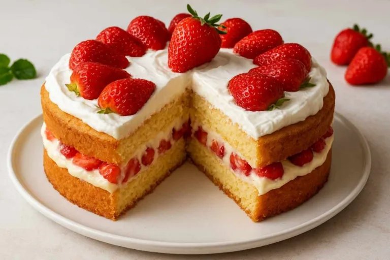 Imagem da Receita de Torta Pão de Ló de Morango.
