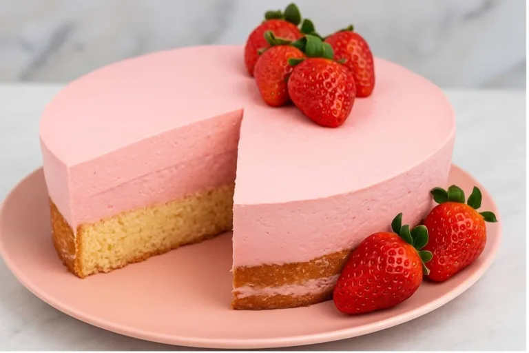 Imagem da Receita de Bolo Mousse de Morango.