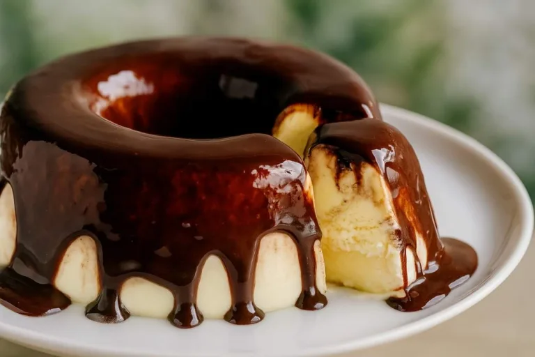 Imagem da REceita de Pudim de Sorvete Gelado com Calda de Chocolate.