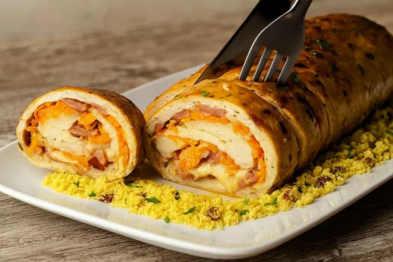 Imagem da Receita de Rocambole de Frango Recheado.