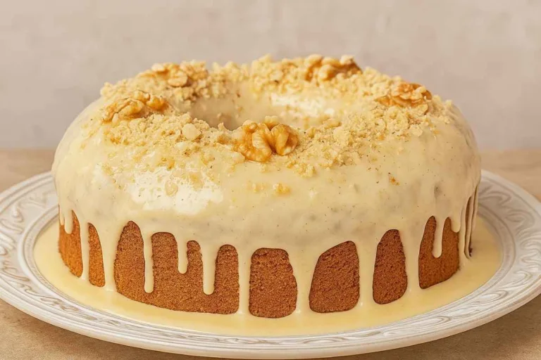 Imagem da Receita de Bolo de Nozes Fofinho com Doce de Leite.