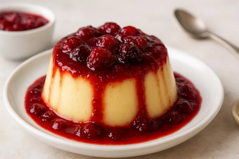 Imagem da Receita de Flan de Leite Condensado com Geleia de Frutas Vermelhas.
