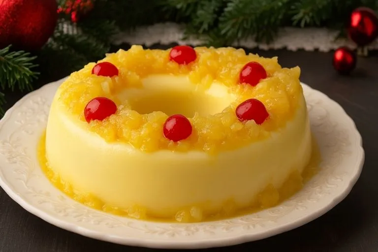 20 Sobremesas Perfeitas para a Ceia de Natal - Imagem do Pudim Fácil de Abacaxi.