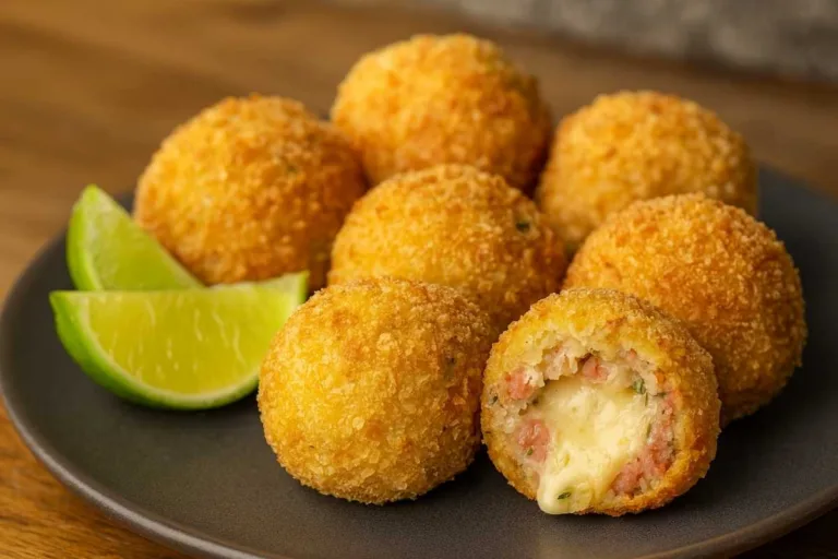 Imagem da Receita de Bolinho de Arroz Crocante Recheado com Calabresa e Queijo.