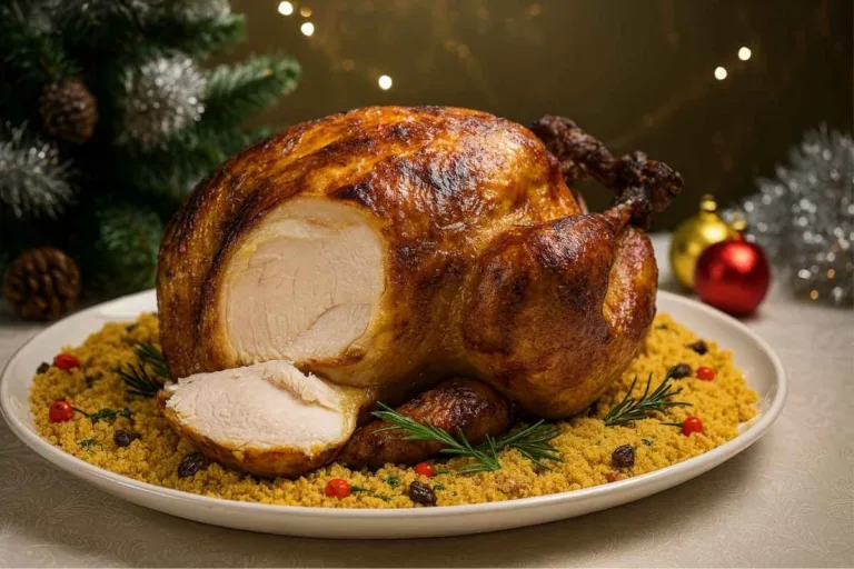 Imagem da Receita de Chester Recheado com Farofa para Ceia de Natal.