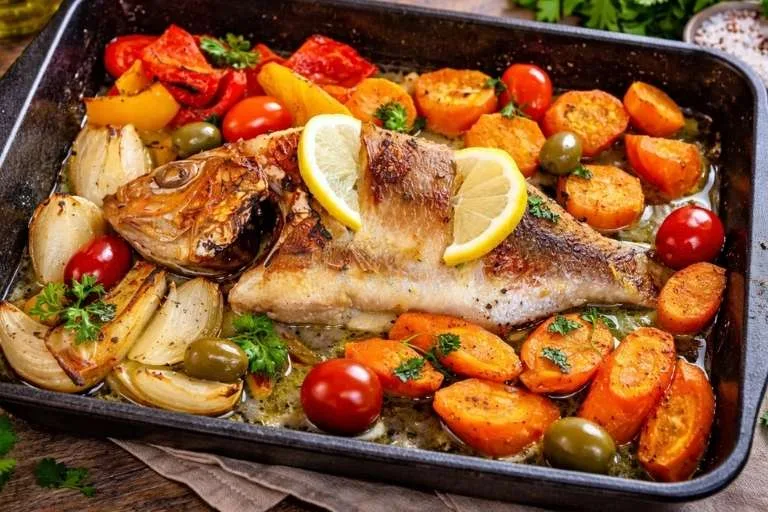 Imagem da Receita de Peixe Assado com Legumes.