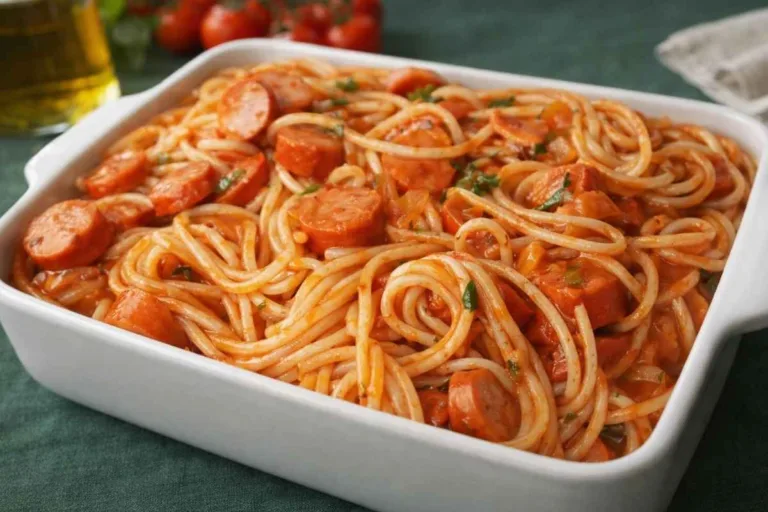 Imagem da Receita de Macarronada de Salsicha com Molho de Tomate.