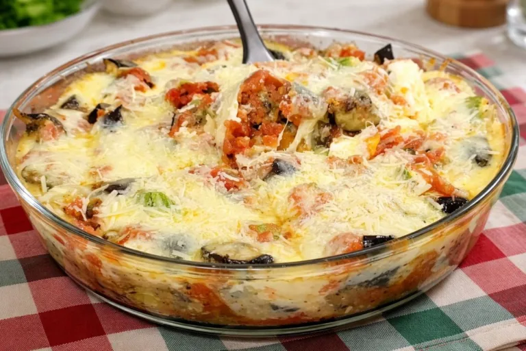 Imagem da Receita de Berinjela ao Forno com Legumes e Queijo.