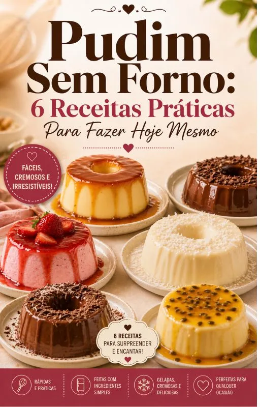 Capa E-book: 6 Receitas de Pudim Sem Forno