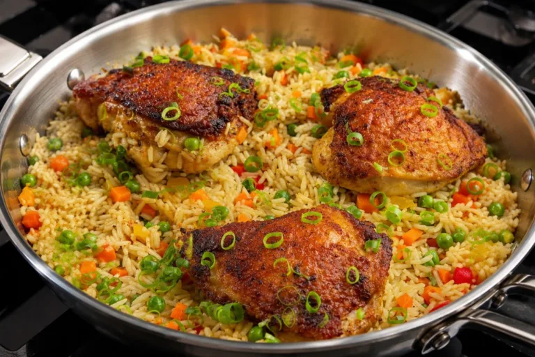 Imagem da Receita de Sobrecoxa de Frango com Arroz Temperado.