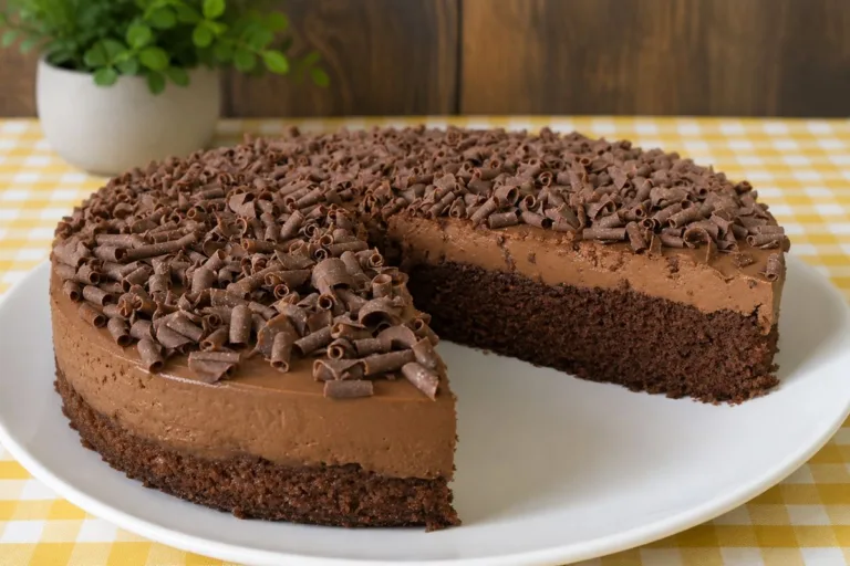 Imagem da Receita de Bolo de Chocolate com Cobertura de Mousse de Chocolate.