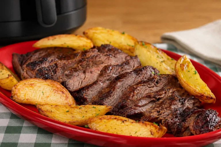 Imagem da Receita de Fraldinha na Airfryer com Batatas.