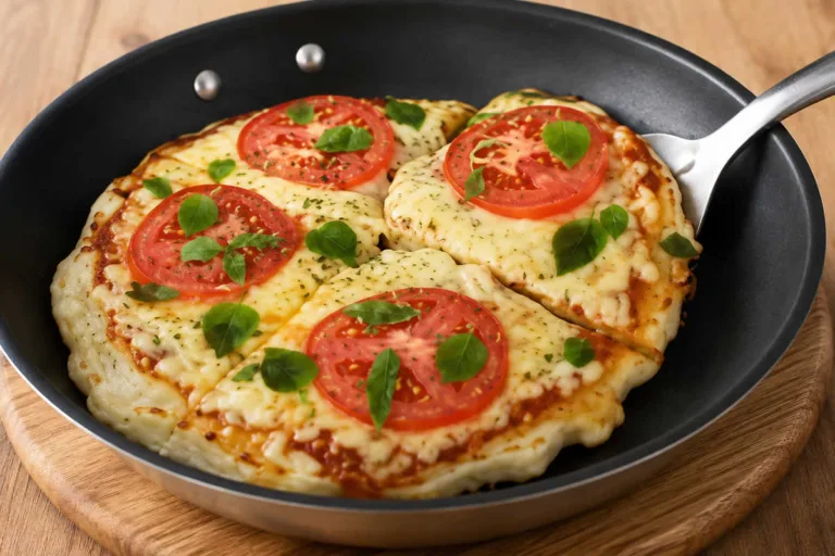 Imagem da Receita de Pizza de Frigideira Fit com Farinha de Aveia.