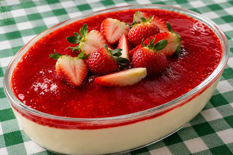 Imagem da Receita de Sobremesa 4 Leites com Geleia de Morango.