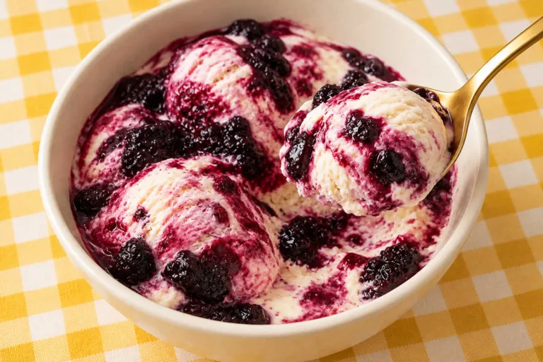 Imagem da Receita de Sorvete Caseiro de Cream Cheese com Frutas Vermelhas.