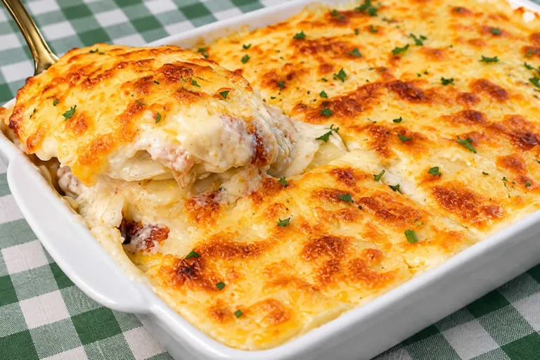 Imagem da Receita de Batata Gratinada no Forno com Frango Desfiado.