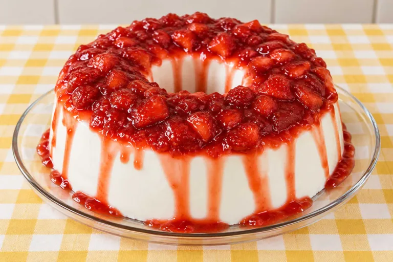 Imagem da Receita de Manjar de Coco com Calda de Morango.