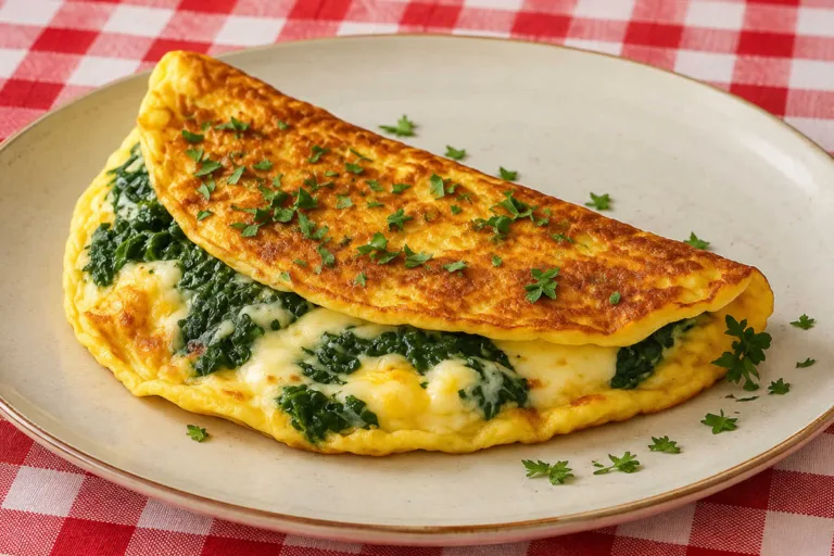 Imagem da Receita de Omelete de Espinafre com Queijo para o Jantar