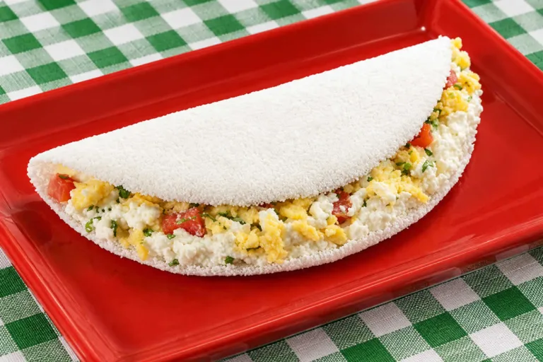 Imagem da Receita de Tapioca Fit com Ovo e Ricota para o Café da Manhã.